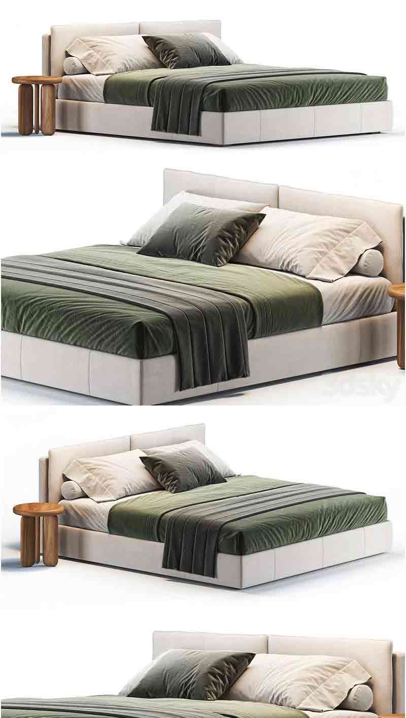 优雅时尚高端现代风格的床3D模型-MAX | FBX | OBJ插图