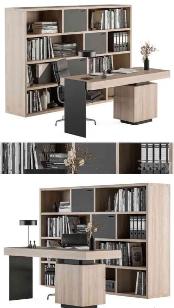 办公家具木质老板桌经理桌3D模型-MAX | FBX | OBJ