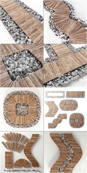 鹅卵石草坪地板3D模型-MAX | FBX | OBJ