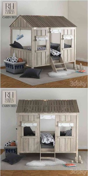 可爱的婴儿儿童小屋床3D模型-MAX | FBX | OBJ