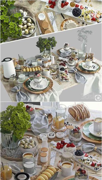 餐桌布置早餐3D模型大集合MAX | FBX | OBJ