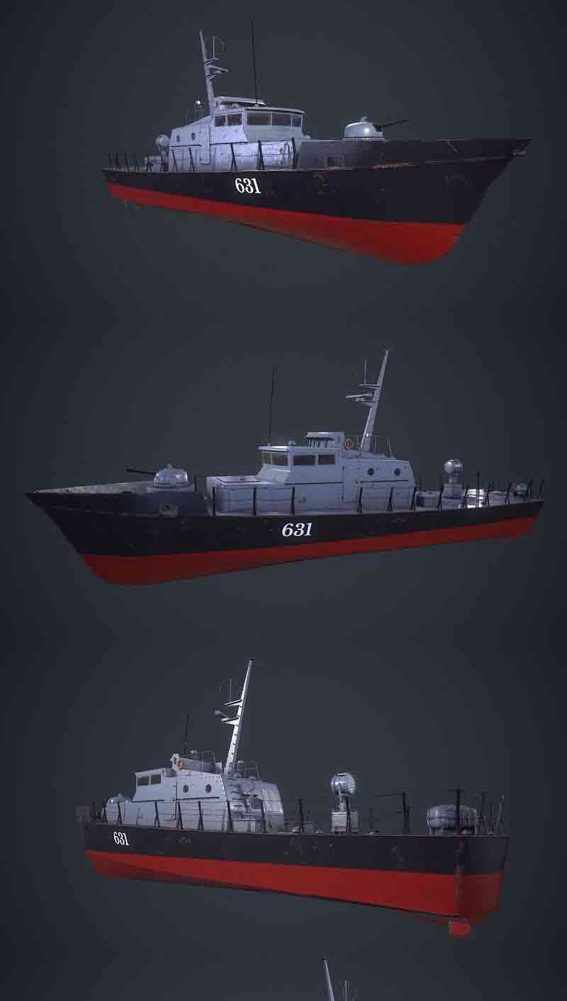 1400秃鹰船低多边形3D模型—MAX | FBX | OBJ插图