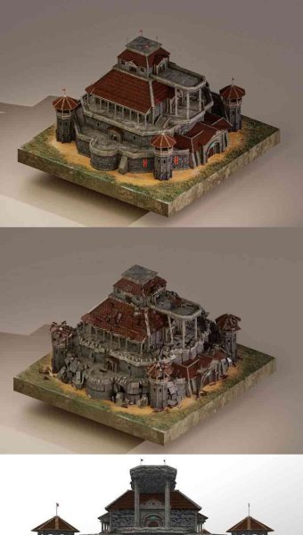 复古风格的二十世纪中世纪城堡3D模型—MAX | FBX | OBJ