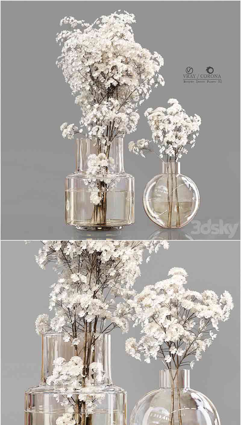 优雅时尚花束室内植物3D模型—MAX | FBX | OBJ插图