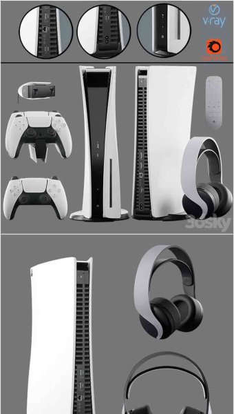 索尼游戏机PlayStation 5_CET – 3D模型—MAX | FBX | OBJ