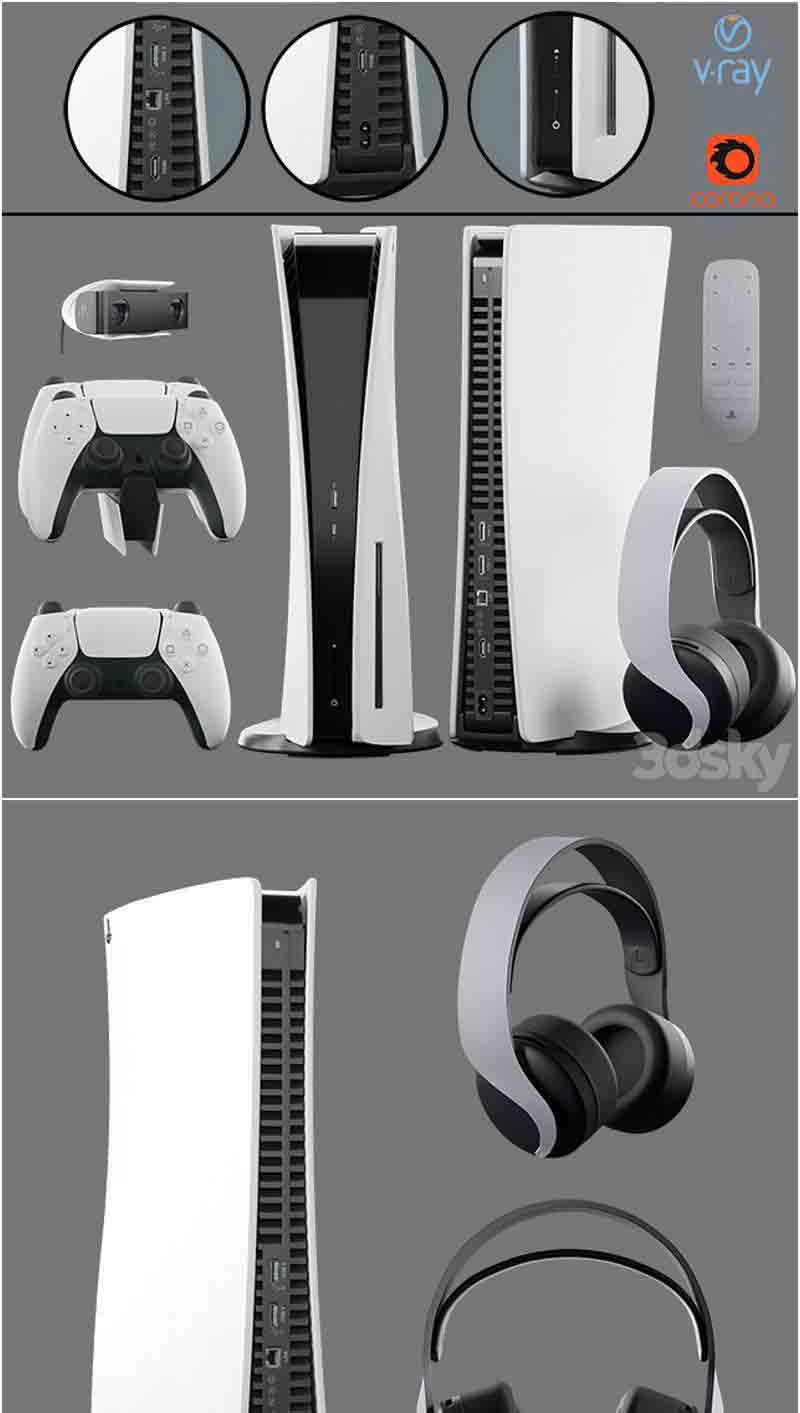 索尼游戏机PlayStation 5_CET – 3D模型—MAX | FBX | OBJ插图