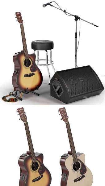 为舞台准备的吉他乐器麦克风3D模型—MAX | FBX | OBJ