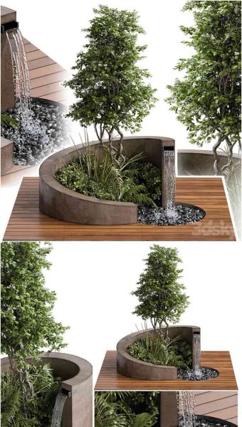 景观家具与喷泉建筑元素3D模型—MAX | FBX | OBJ