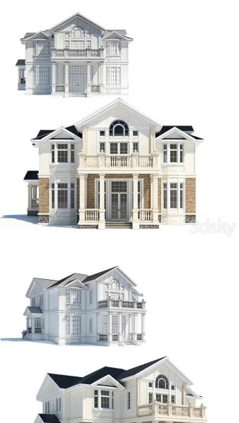 现代风格的双层别墅建筑3D模型—MAX | FBX | OBJ