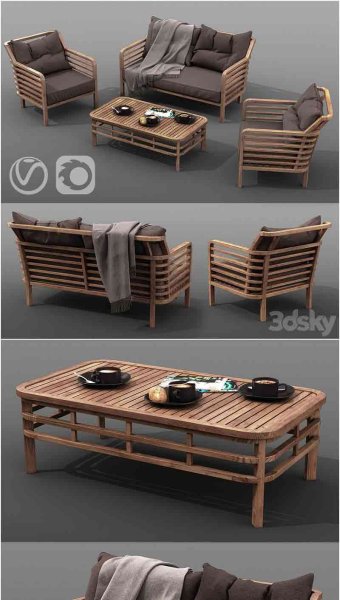 AZZURA Colorado Lounge Se户外家具套装3D模型—MAX | FBX | OBJ