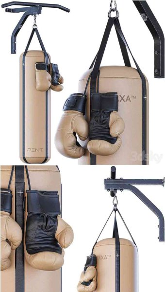 自由搏击拳击拳套沙袋运动器材3D模型—MAX | FBX | OBJ