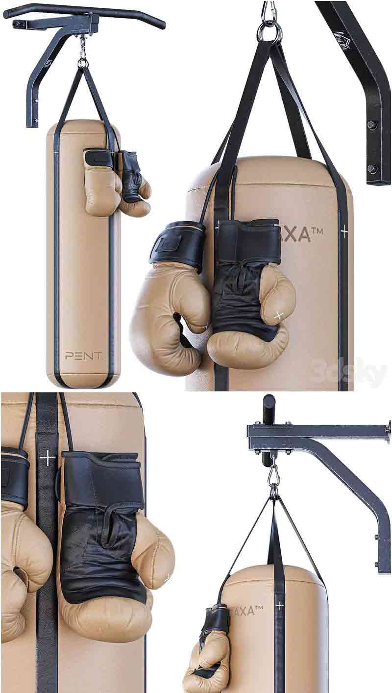 自由搏击拳击拳套沙袋运动器材3D模型—MAX | FBX | OBJ插图