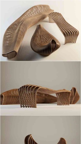 时尚高端优雅的现代风格柳条长凳3D模型—MAX | FBX | OBJ