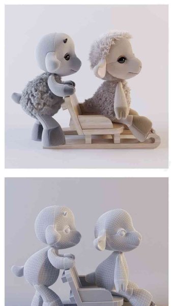 时尚清新可爱的绵羊和山羊玩具3D模型—MAX | FBX | OBJ