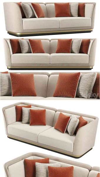 时尚高端现代风格的沙发和扶手椅 Poliform Shangai – 3D模型—MAX | FBX | OBJ