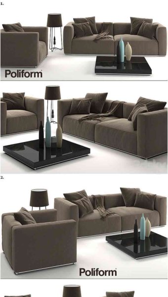 时尚高端现代风格的沙发和扶手椅 Poliform Shangai – 3D模型—MAX | FBX | OBJ