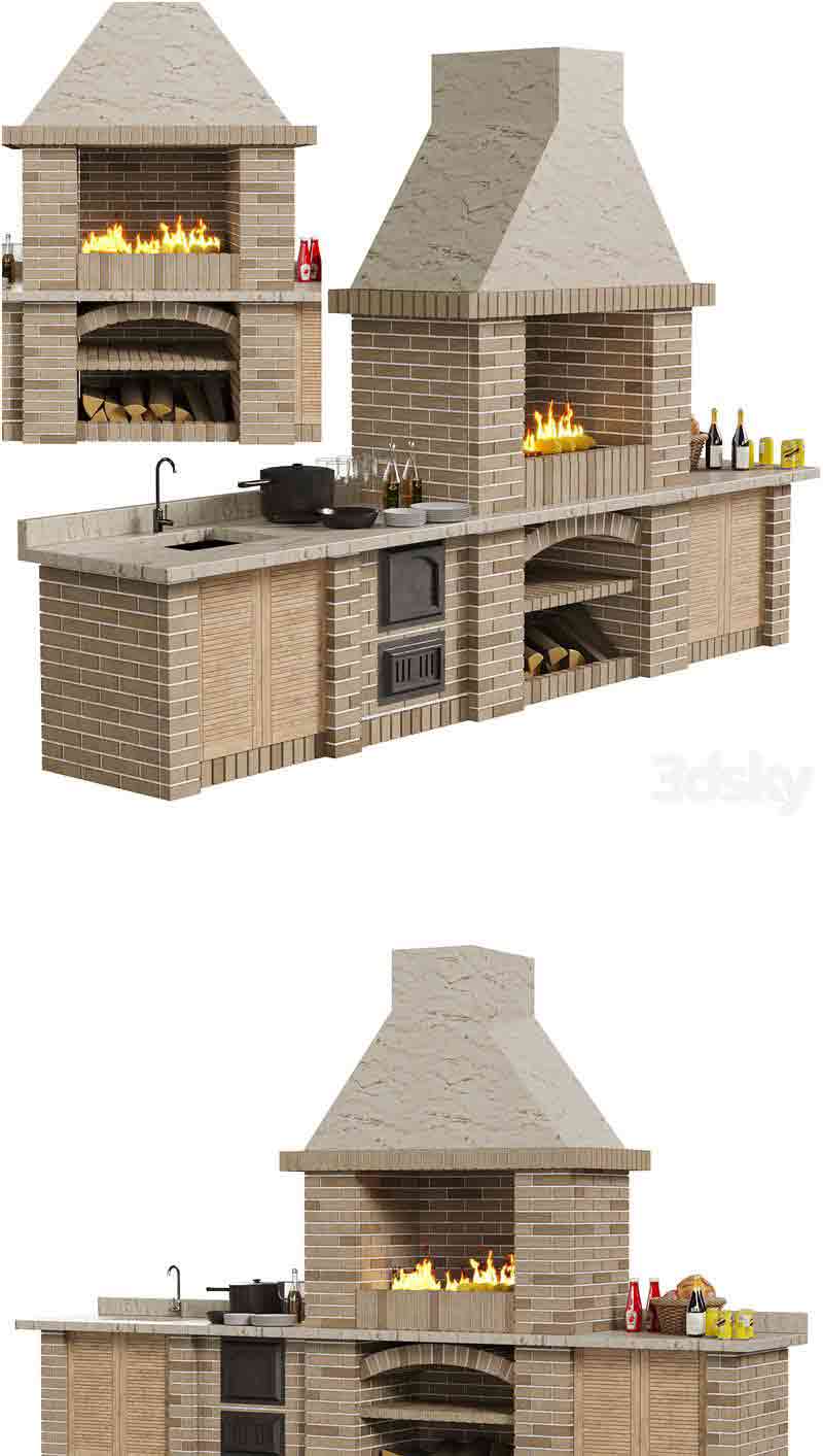 室外BBQ烧烤炉子3D模型—MAX | FBX | OBJ插图