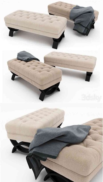 Christopher Knight Home Scarlette簇绒织物奥斯曼长凳沙发3D模型—MAX | FBX | OBJ