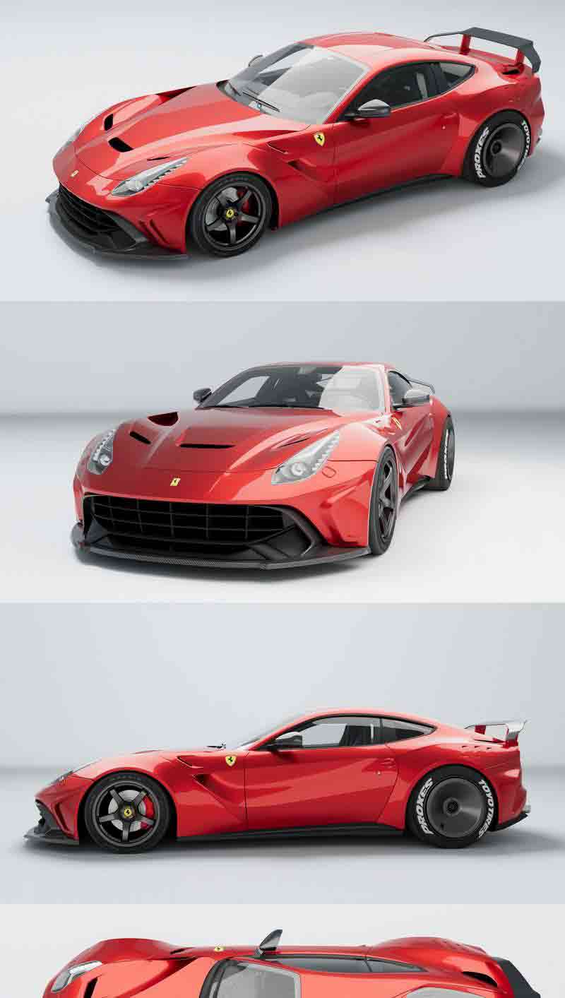 法拉利F12 Berlinetta杜克动力汽车3D模型—MAX | FBX | OBJ插图
