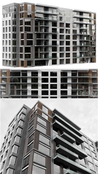 时尚现代风格的房地产住宅楼3D模型—MAX | FBX | OBJ