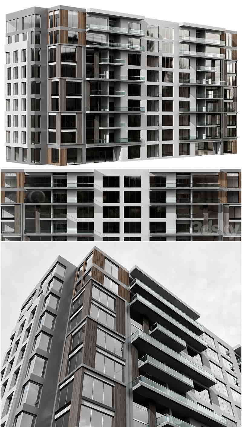 时尚现代风格的房地产住宅楼3D模型—MAX | FBX | OBJ插图
