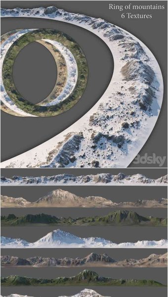6种山脉纹理3D模型集合—MAX | FBX | OBJ