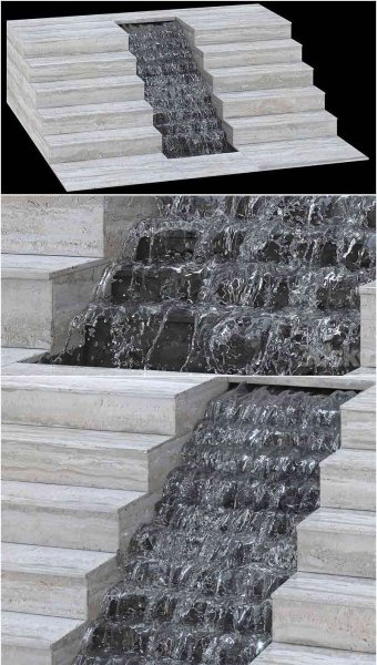 瀑布喷泉楼梯3D模型—MAX | FBX | OBJ