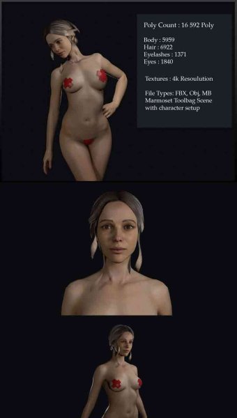 裸体女孩人体3D模型—MAX | FBX | OBJ