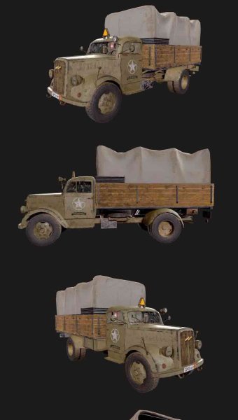 opel欧宝闪电战军用卡车汽车3D模型—MAX | FBX | OBJ