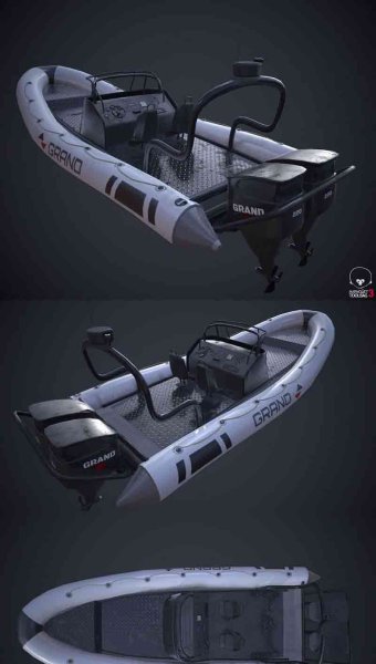 少见稀有的大橡皮艇低多边形3D模型—MAX | FBX | OBJ