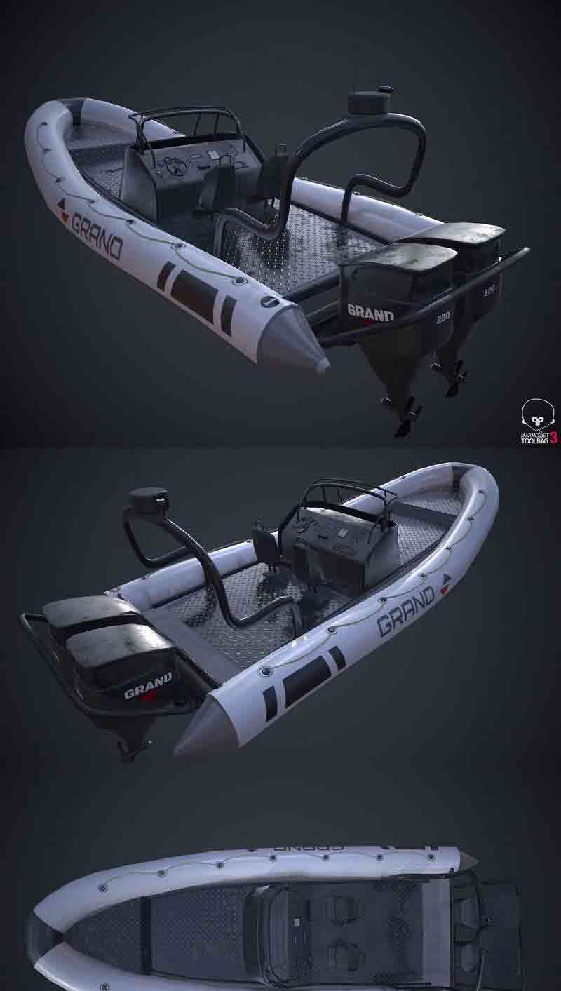 少见稀有的大橡皮艇低多边形3D模型—MAX | FBX | OBJ插图