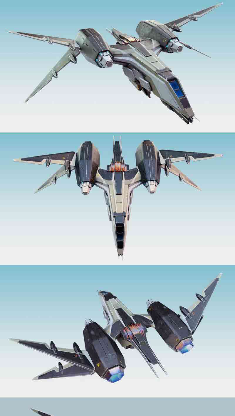 太空战斗机MK1低多边形3D模型—MAX | FBX | OBJ插图
