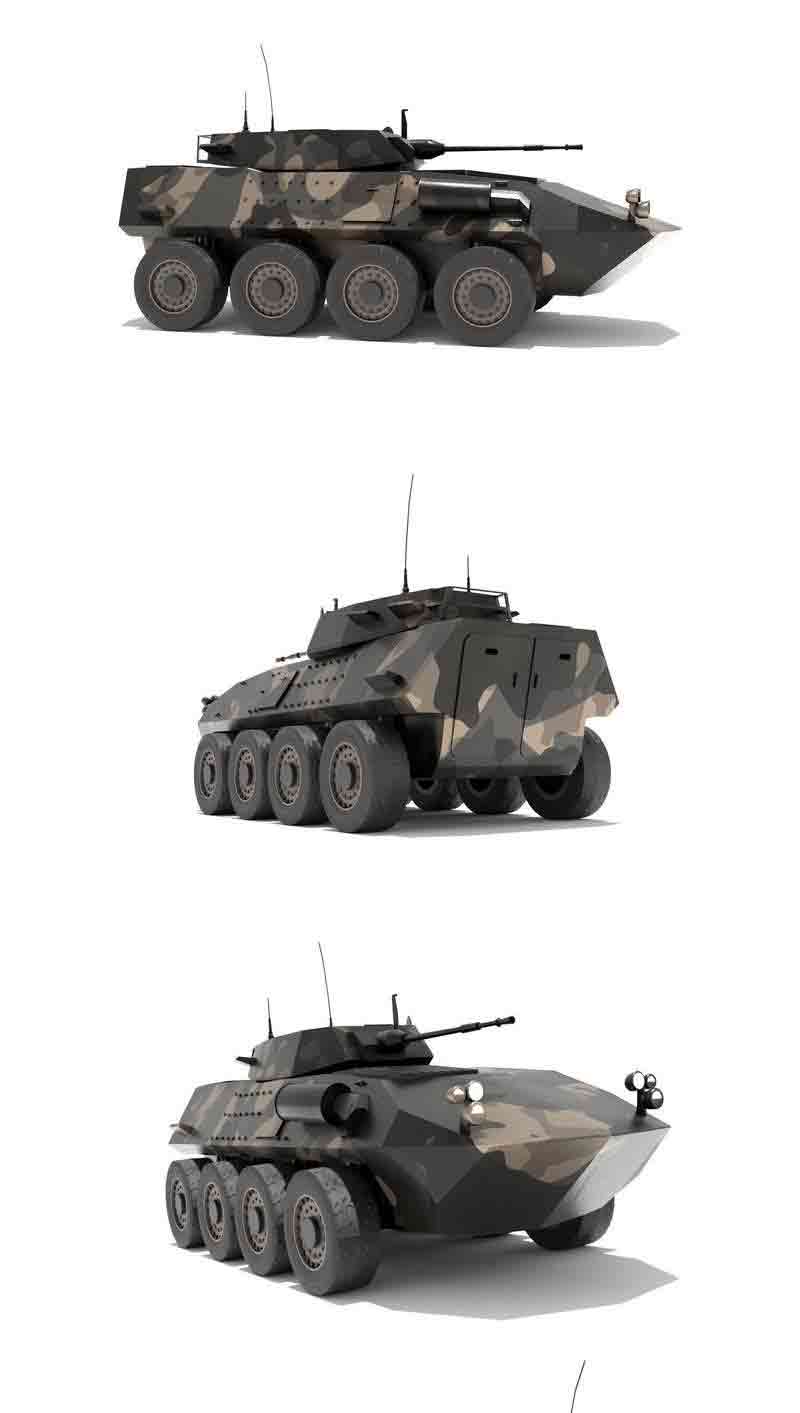 ASLAV-25澳大利亚轻型装甲车LAV-25低多边形3D模型—MAX | FBX | OBJ插图