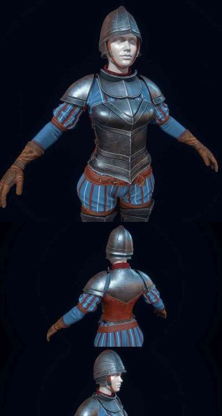 女守卫盔甲低多边形人物3D模型—MAX | FBX | OBJ