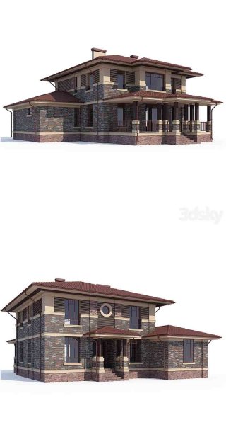 ABS House V167美式别墅建筑3D模型—MAX | FBX | OBJ