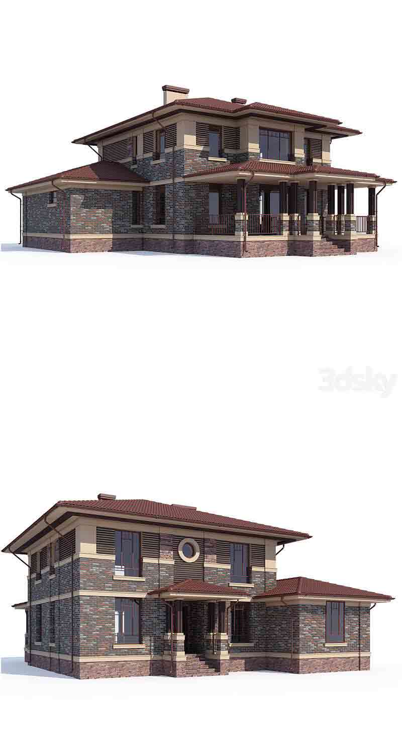 ABS House V167美式别墅建筑3D模型—MAX | FBX | OBJ插图