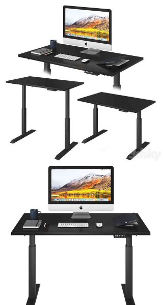 少见的黑色电脑桌升降桌3D模型—MAX | FBX | OBJ