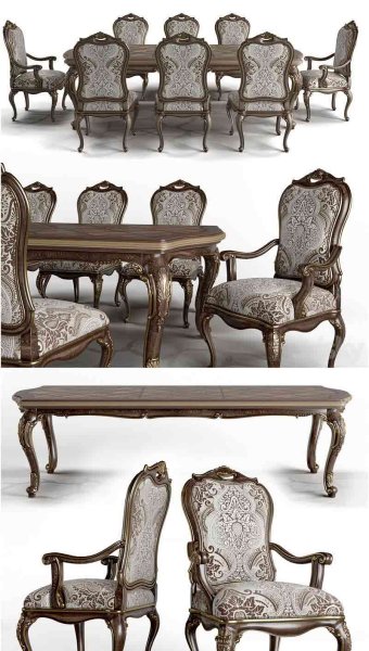 复古风格的欧式Carson Aria餐厅餐桌椅3D模型—MAX | FBX | OBJ