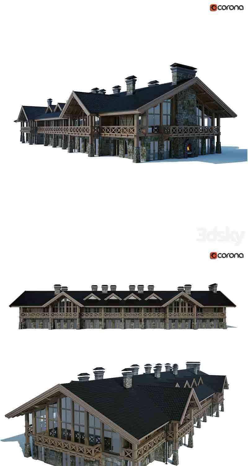 高品质的石头木头打造的别墅建筑3D模型—MAX | FBX | OBJ插图