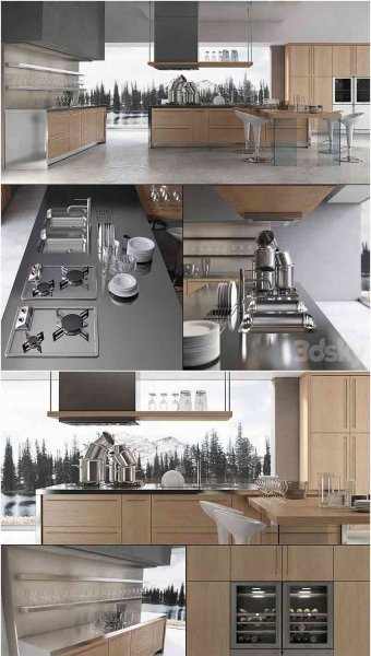 时尚高端现代风格的厨房装修3D模型—MAX | FBX | OBJ