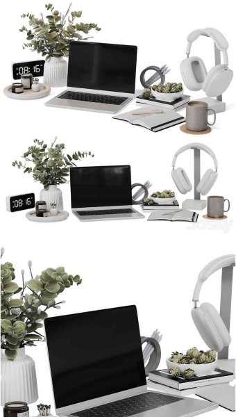 清新时尚现代风格的桌面装饰套装3D模型—MAX | FBX | OBJ