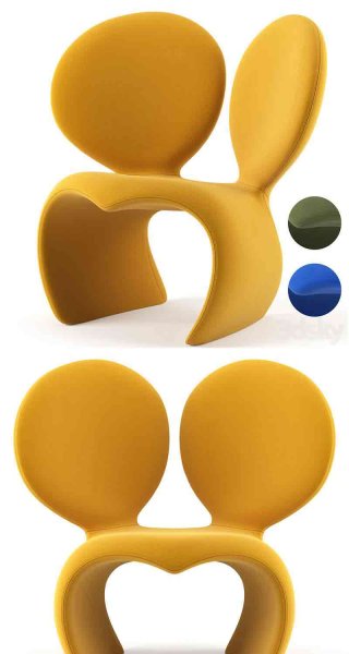 时尚高端可爱现代风格的Qeeboo“Don-t F k”鼠标扶手椅家具3D模型—MAX | FBX | OBJ