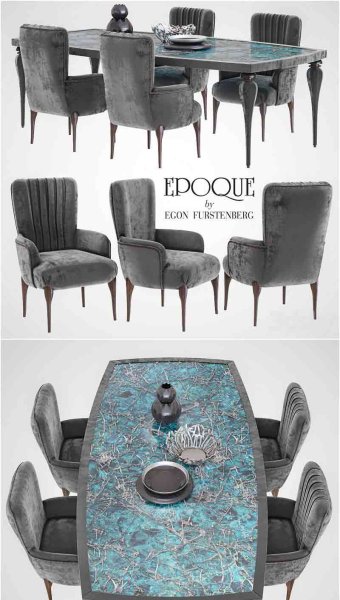现代简欧风格的餐桌椅3D模型—MAX | FBX | OBJ