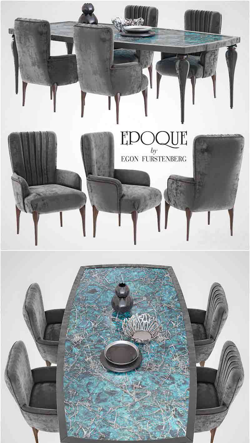 现代简欧风格的餐桌椅3D模型—MAX | FBX | OBJ插图