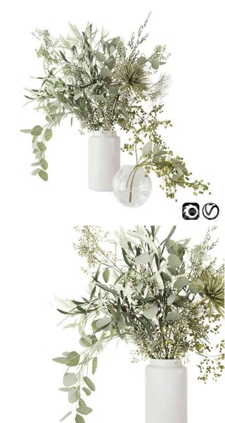 时尚清新优雅的绿色花束3D模型—MAX | FBX | OBJ