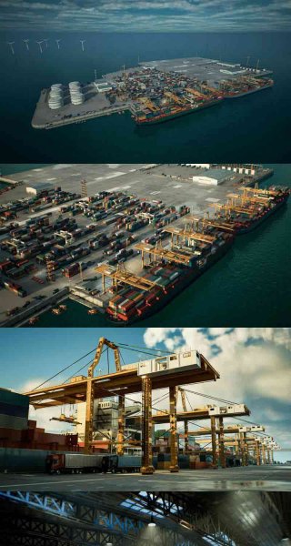 高品质的HAWKNEST海运航运港口码头3D模型-虚幻引擎