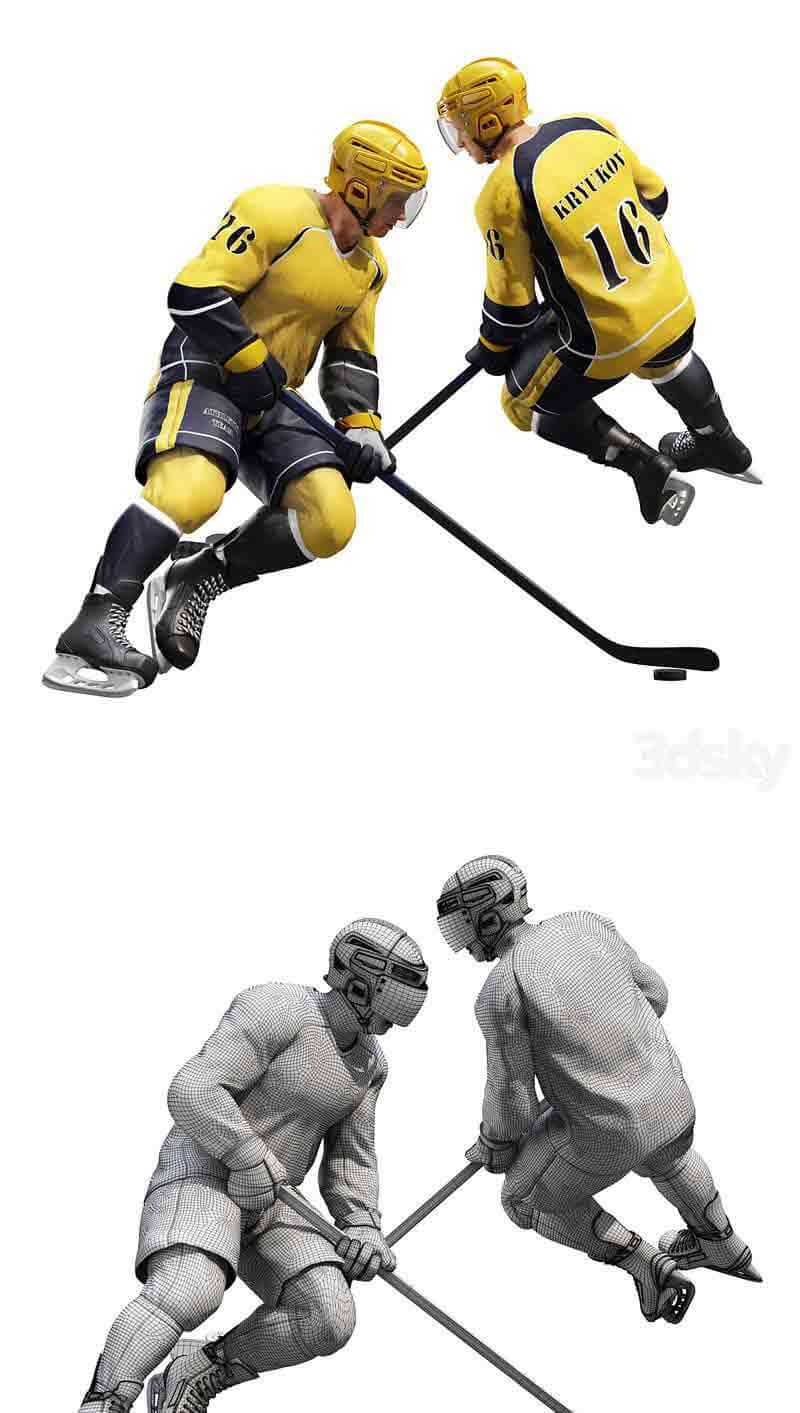 曲棍球运动员人物3D模型—MAX | FBX | OBJ插图