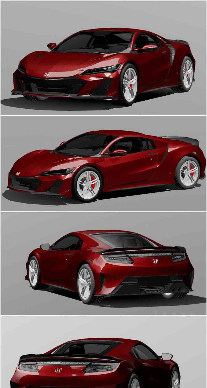 本田nsx type s 2022款汽车3D模型—MAX | FBX | OBJ插图