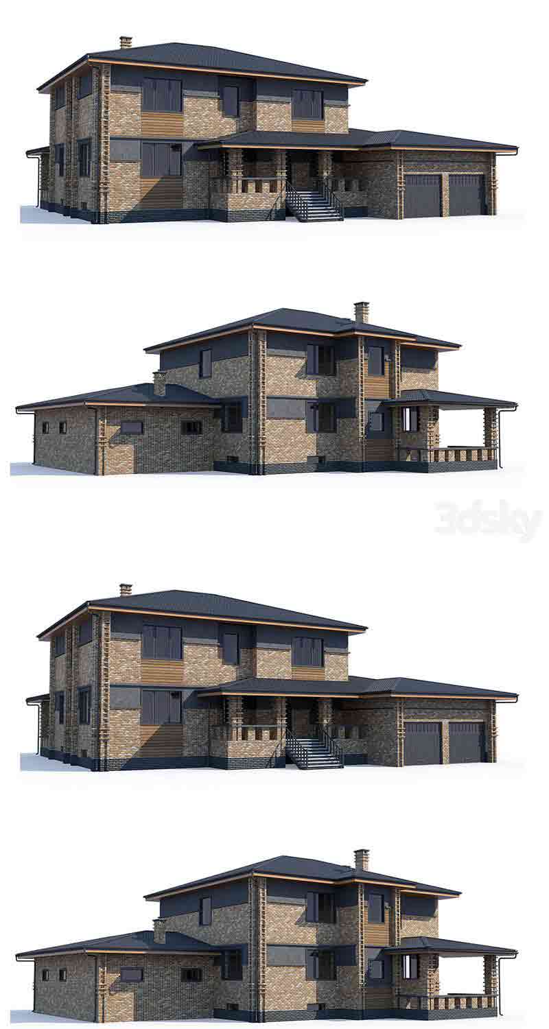 高品质的美式别墅建筑3D模型—MAX | FBX | OBJ插图