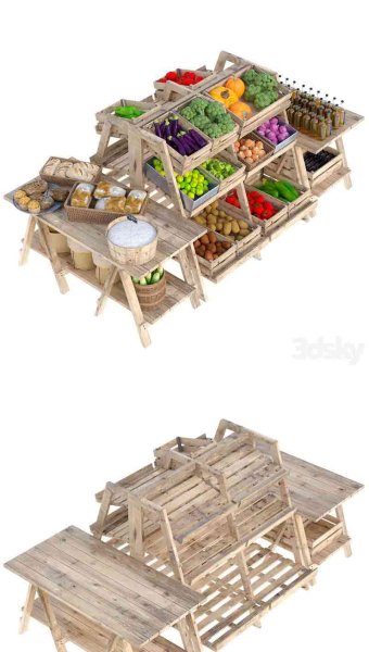水果杂货店货架3D模型—MAX | FBX | OBJ
